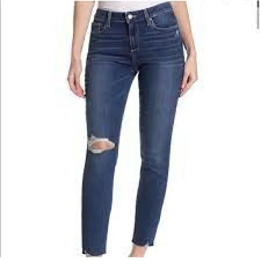 Paige verdugo ankle Marina distressed knee mid rise skinny jeans 28